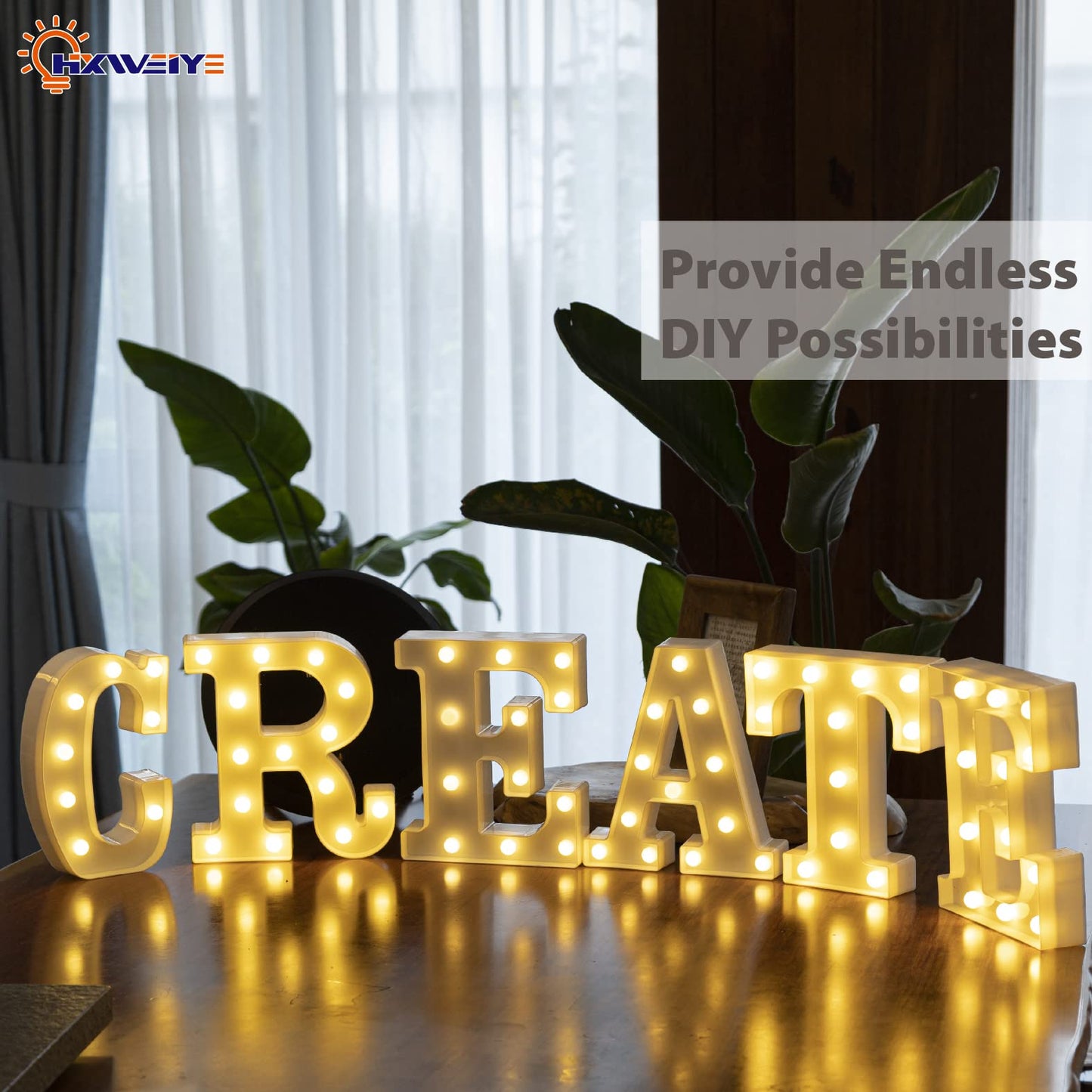 HXWEIYE LED Marquee Letters Lights Sign C, 26 Alphabet Light Up Letters and Number 0-9 Number Warm White Led Letter for Bar Party Birthday Home Wedding Décor