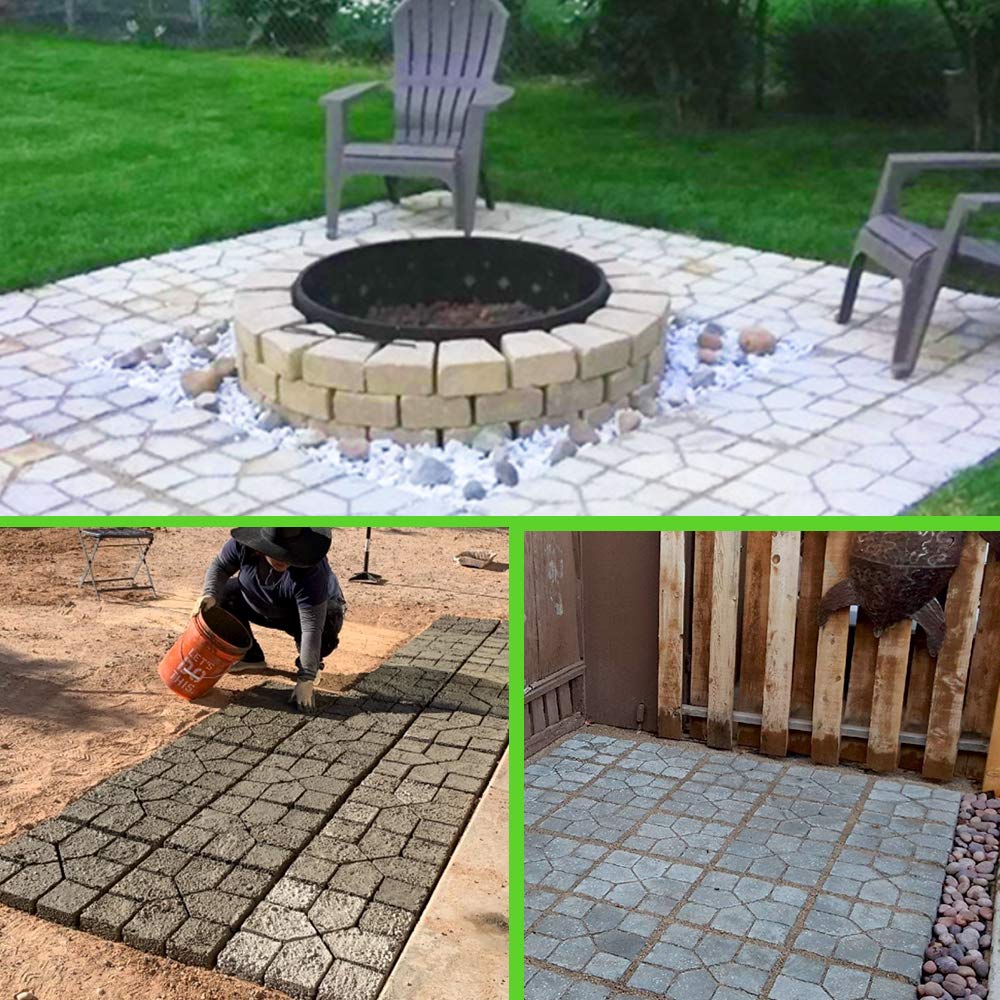 Walk Maker Reusable Concrete Molds 15.7"x15.7"x1.57" Paver Yard Patio Lawn Garden DIY Walkway Pavement Paving Moulds (Cross Square)