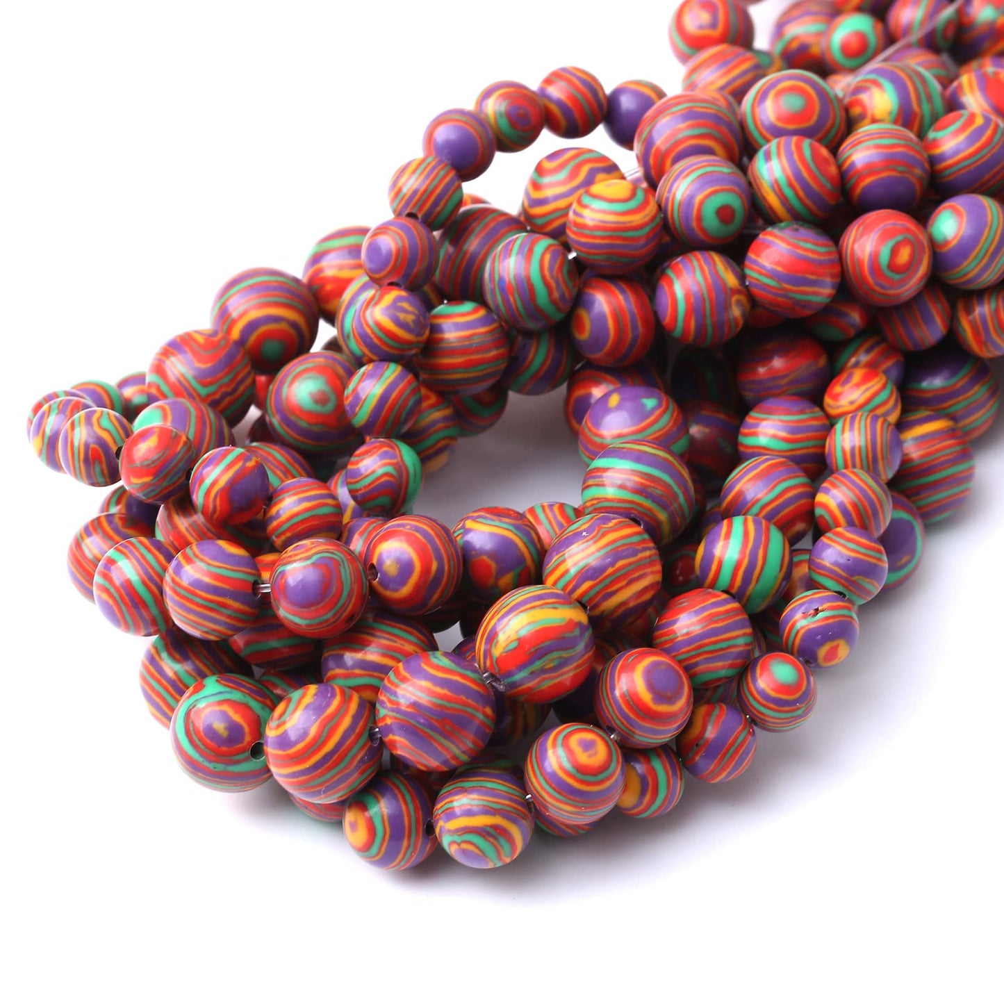 45PCS 8MM Beads Colorful Malachite Beads Round Loose Beads Natural Gem Beads for Jewelry Making 15"