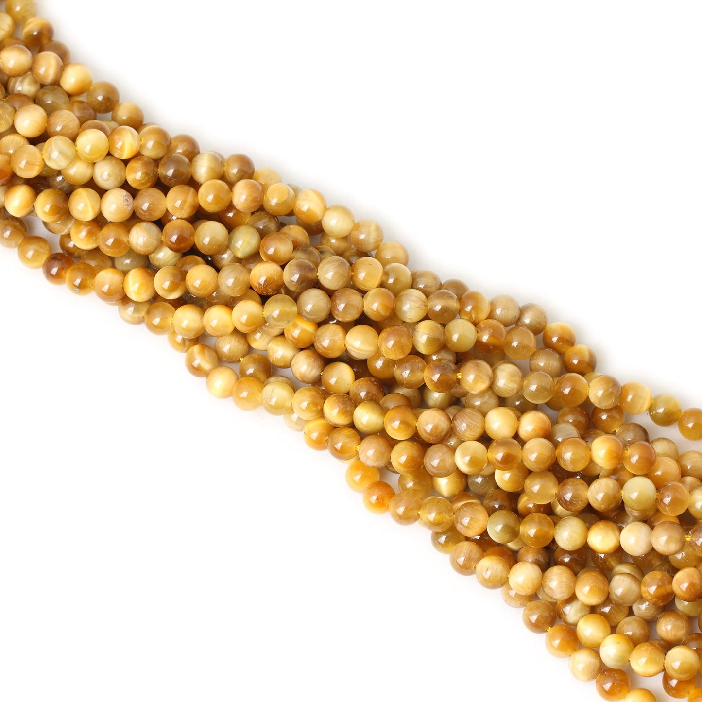 CHEAVIAN 60PCS 6mm Natural Golden Tiger Eye Stone Round Loose Beads for Jewelry Making DIY Bracelet Necklace Materials 1 Strand 15"