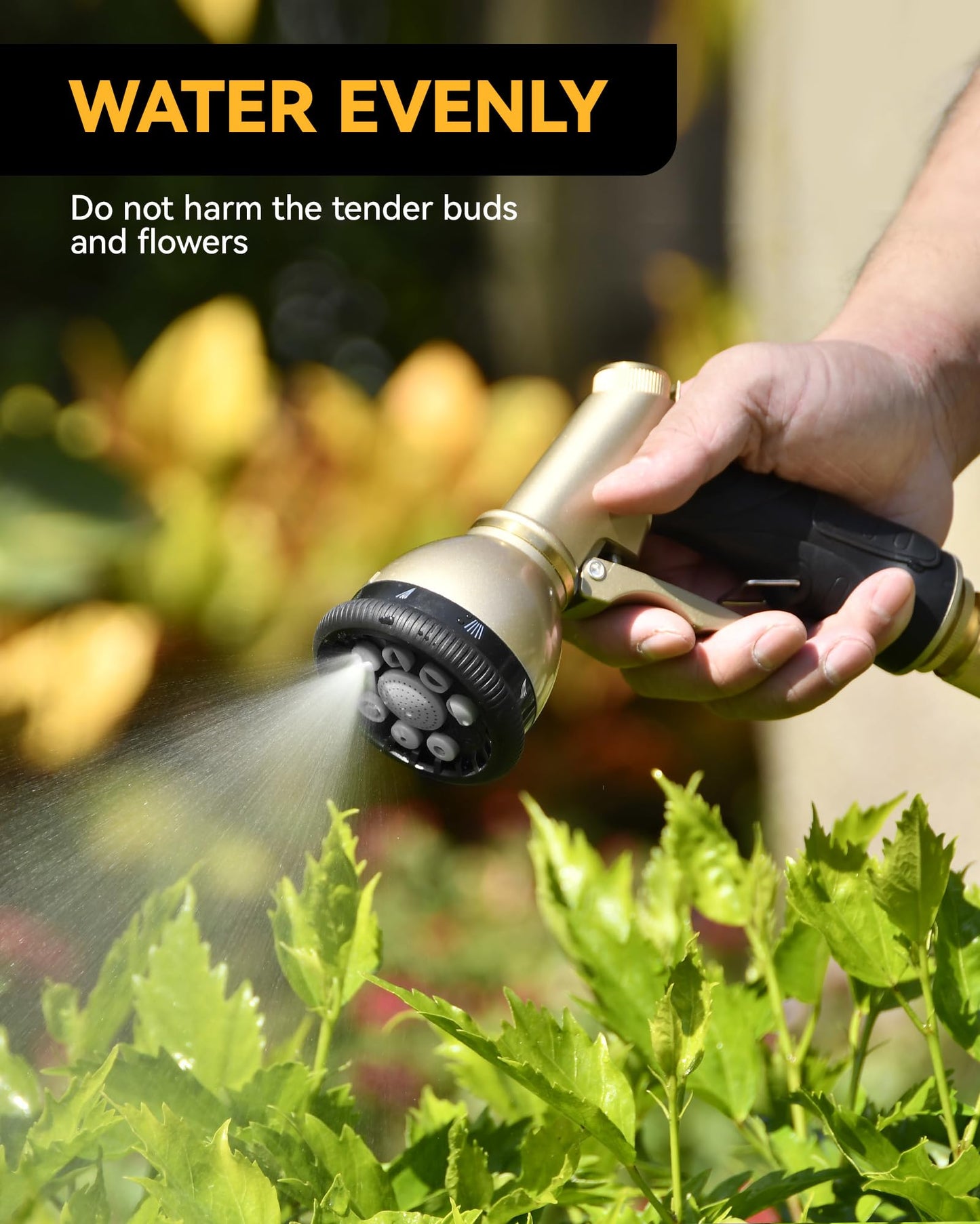 RAINPOINT Garden Hose Nozzle, 9 Spray Patterns Hose Sprayer Nozzle, Heavy Duty Metal Water Hose Nozzle, Adjustable Hand Sprayer, Watering Plants and Lawn, Pet Showering (Nozzle, Gray)