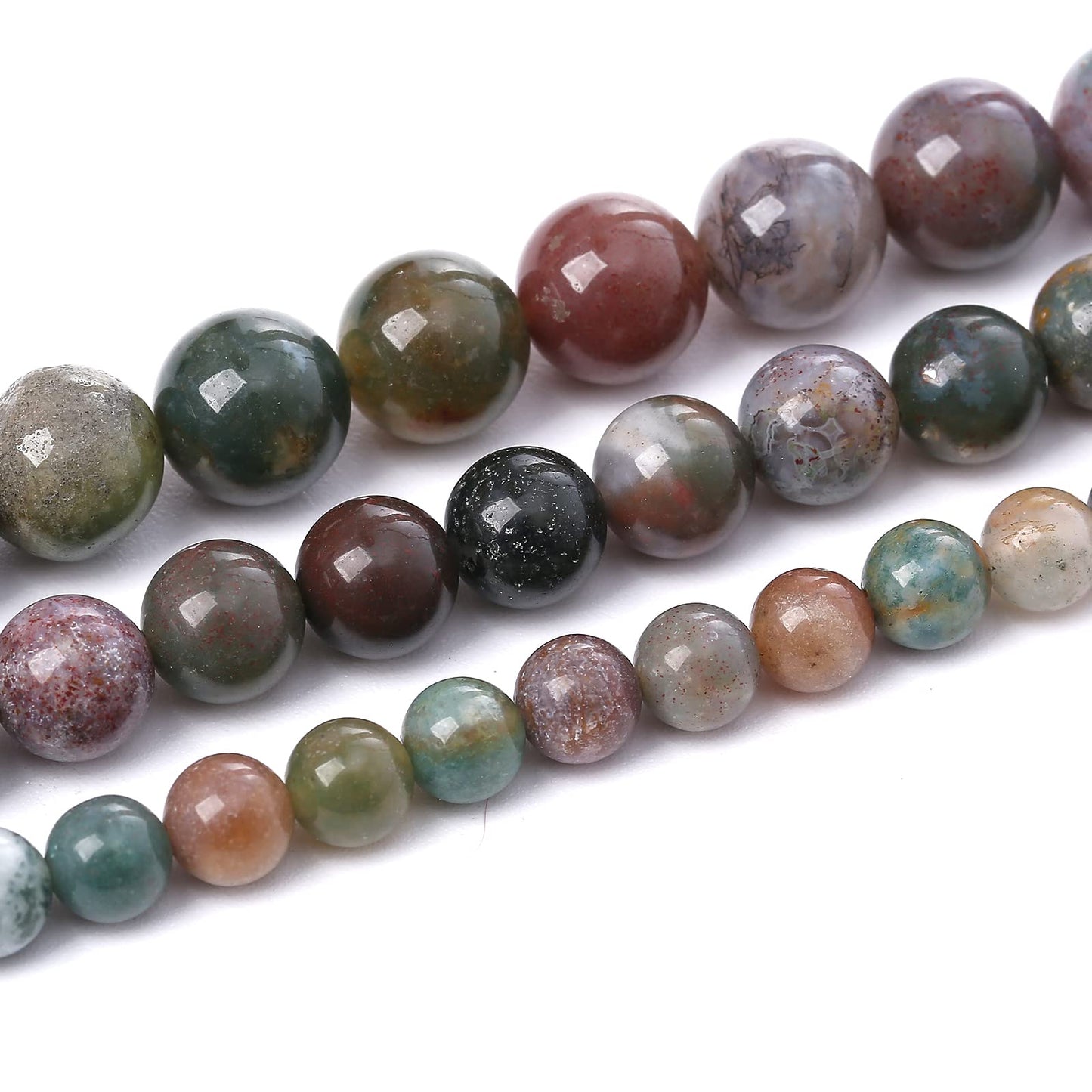 45PCS 8MM Natural Colorful Indian Agate Stone Beads Round Loose Beads for welry Making DIY Bracelet Necklace Accessory 15"