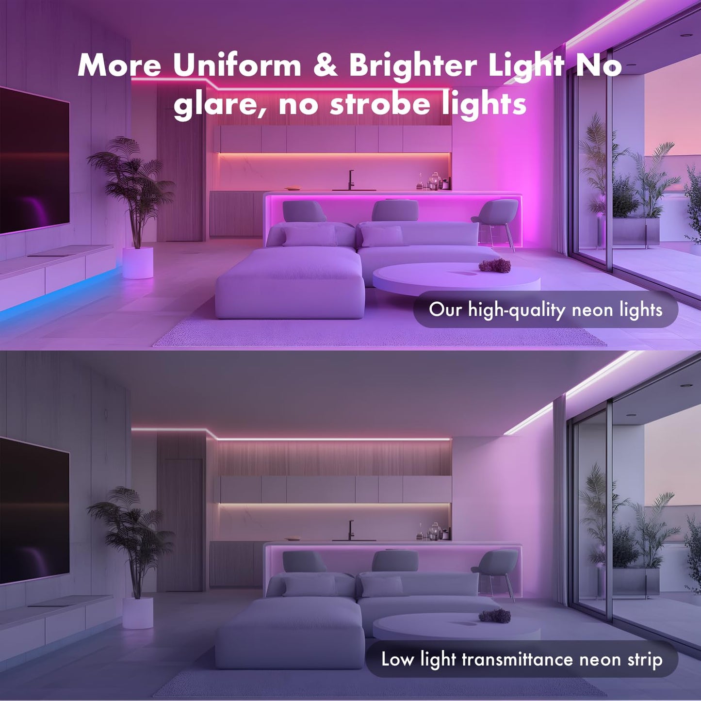 SILFU Neon Rope Lights, 50FT RGB LED Strip Lights, Waterproof IP67 LED Lights for Bedroom, DIY Design, Music Sync, 44 Key Remote Control, Multiple Modes for Bedroom, Holiday Decoration
