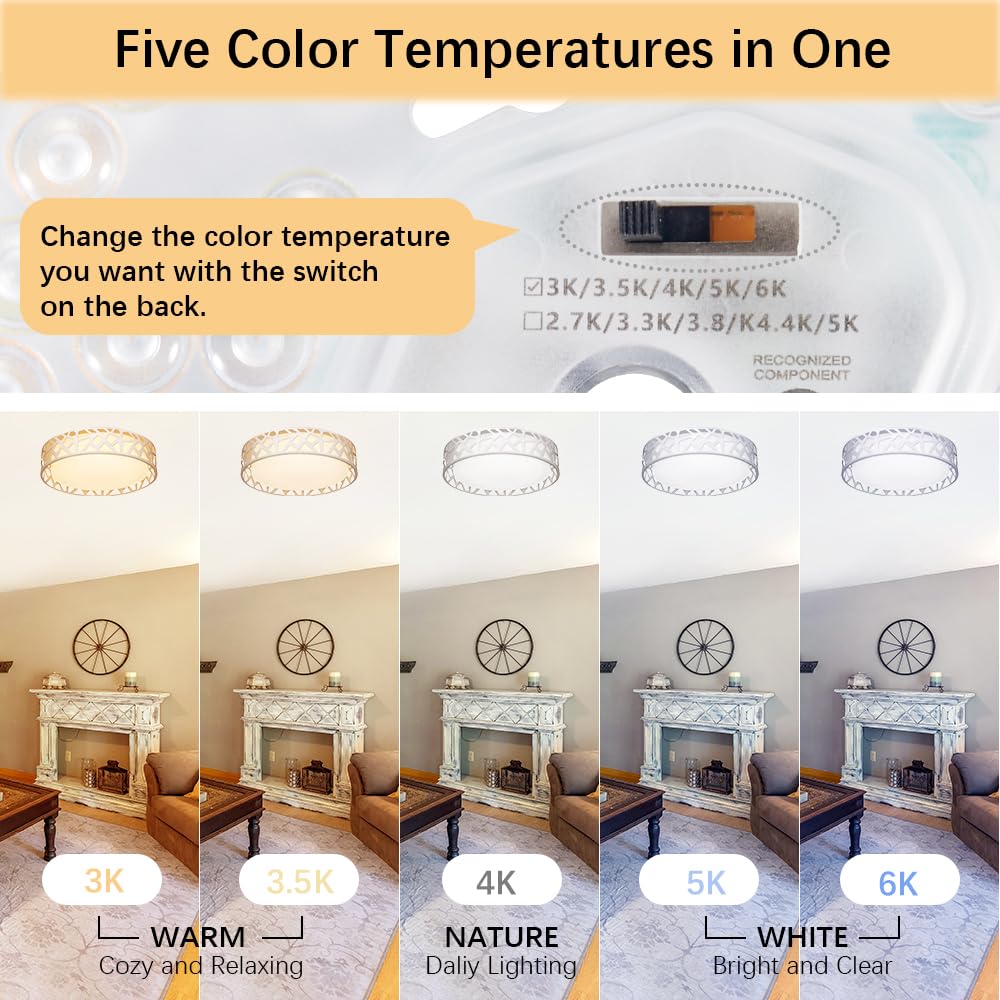 VICNIE Flush Mount Ceiling Light Fixture,15W 1600 Lumens LED Ceiling Lights, Dimmable 3000K Warm White Light Fixtures Ceiling Mount for Bedroom, Kitchen, Hallway, Stairways