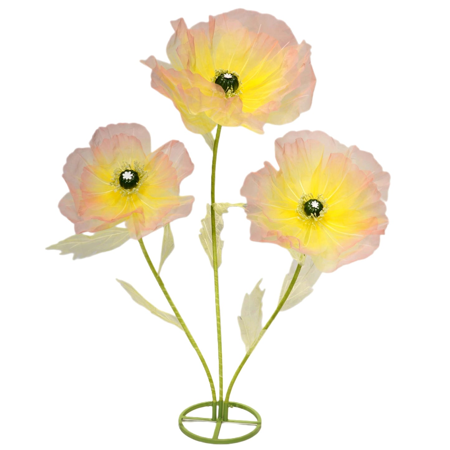 IRNCLD Silk Artificial Flowers, Tall Decorative Faux Stems for Home Decor, Wedding Centerpieces, Living Room Styling,Event Decorations (Yellow-Pink)