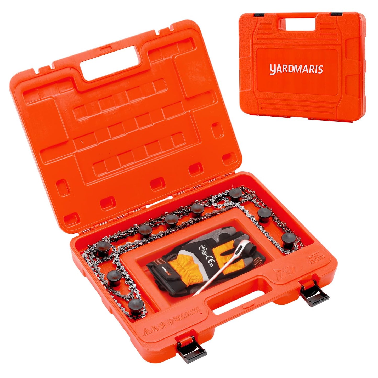 YARDMARIS Chainsaw Chain Storage Case, Portable Chain Holder Box with Tool Storage Tank, Universal Saw Chain Organizer for All Chainsaw Chains