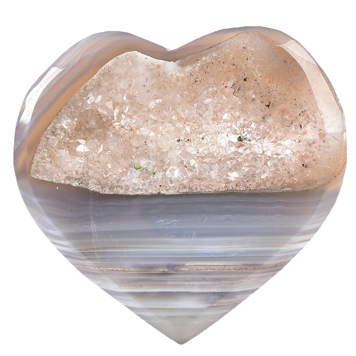 JIC Gem Large Agate Heart Crystal Geode Druzy Palm Worry Stone Reiki Crystals and Healing Stones 3.5-3.9"(90-100mm)