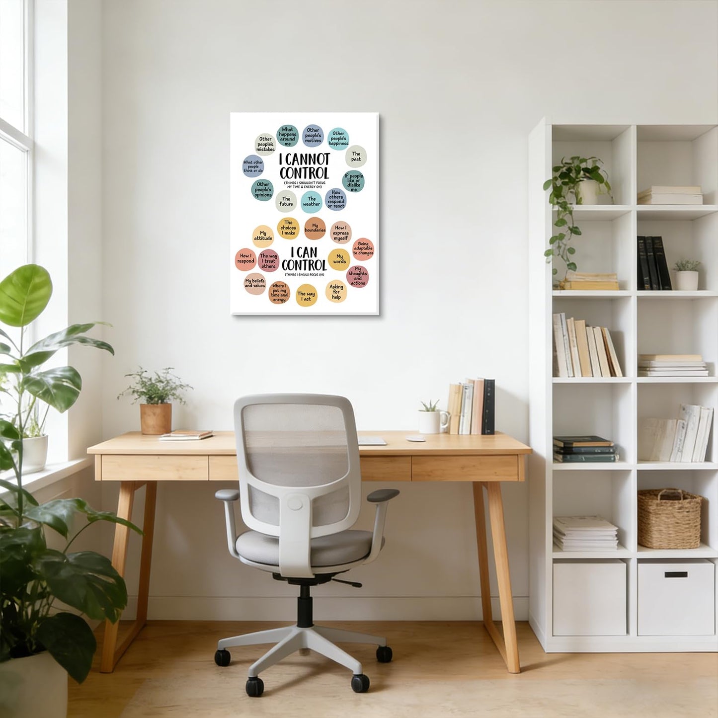 Mental Health Wall Art School Counselor Canvas Painting Picture Motivational Wall Decor Things I Can Control Inspirational Poster Prints Artwork for Therapy Office Home Decor 12x16in Wrapped Canvas