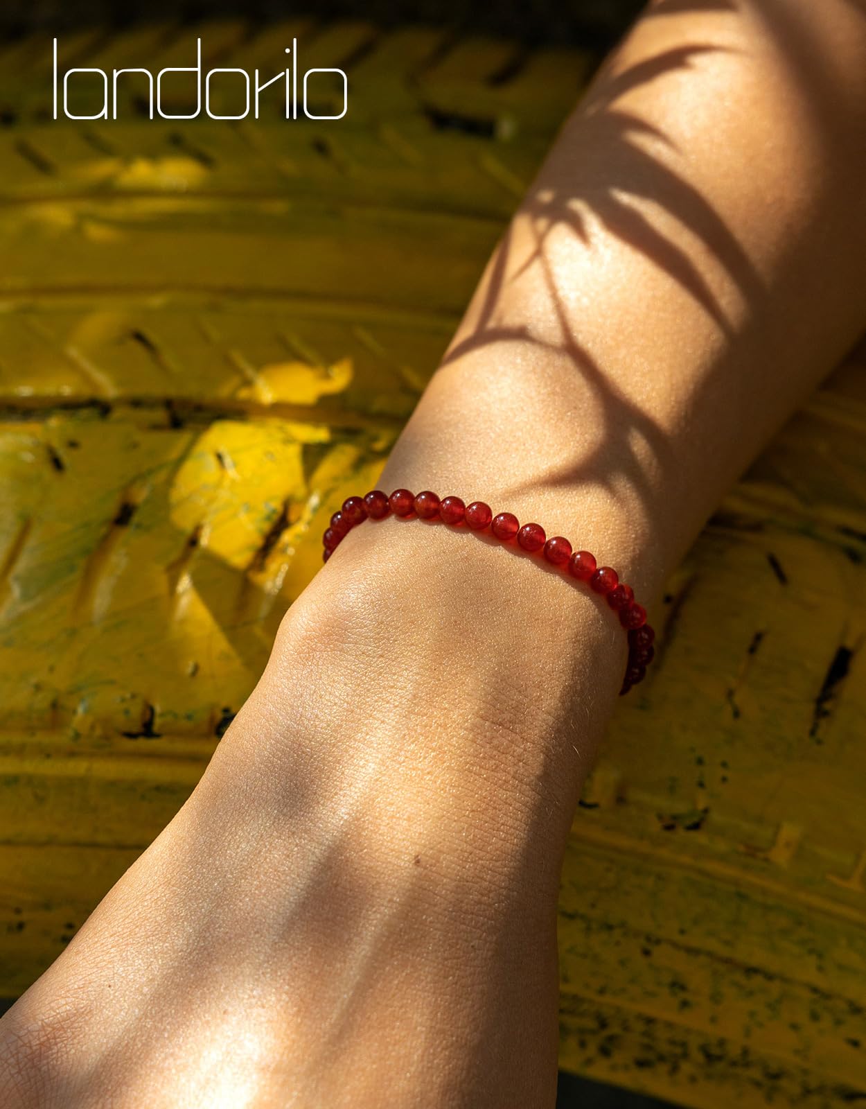 Landorilo Beaded Bracelet for Men Women, 4mm Natural Stone Carnelian Healing Crystal Stretch Bracelets, Ideal Christmas Birthday Jewelry Gifts with Energy Card，Replacement Beads Included