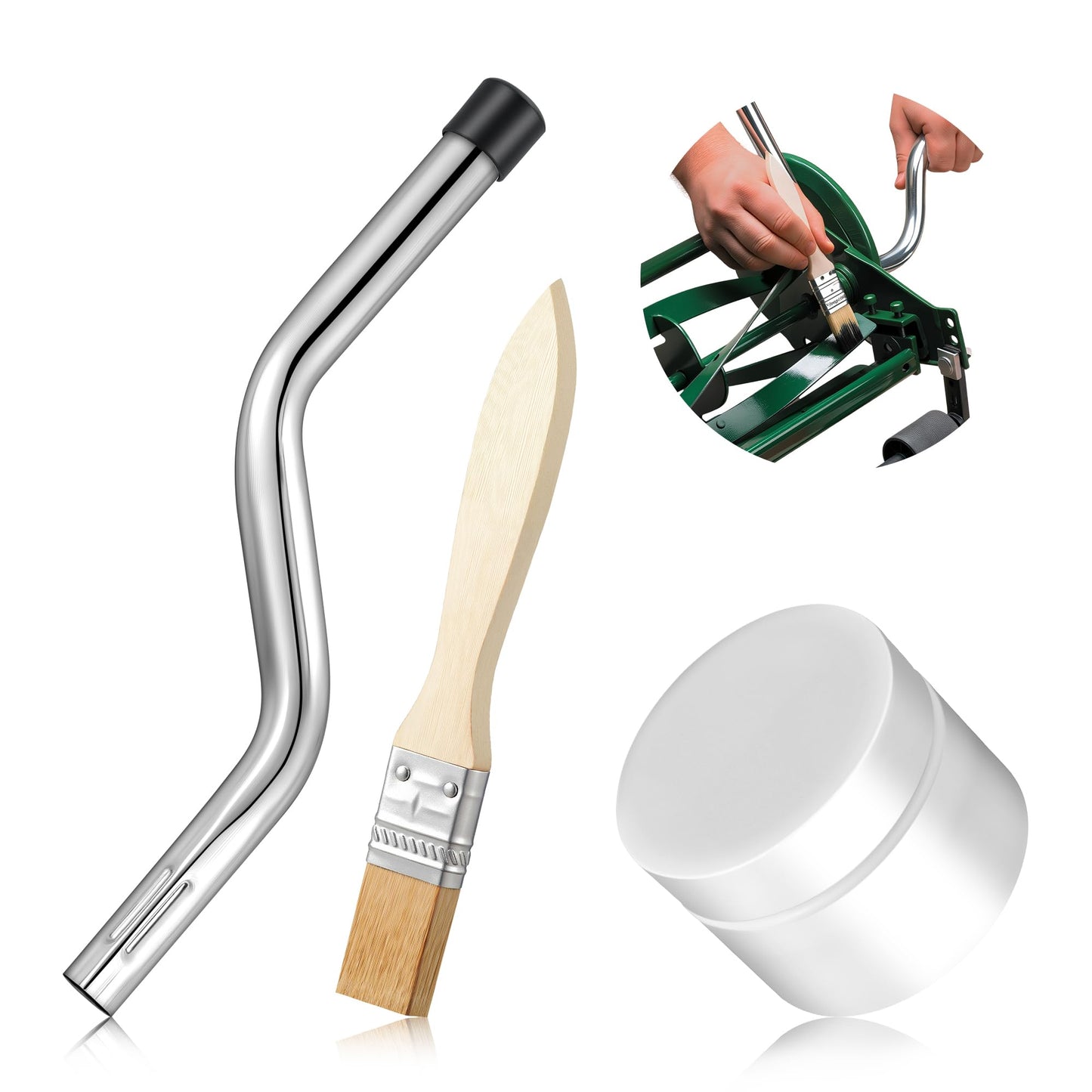 Dunkive Compound Sharpening Kit, Reel Lawn Mower Sharpening Kit Compatible with Great States and American Lawn Mower Manual Push Lawn Mowers, Includes Back Lapping Crank, Compound and Brush