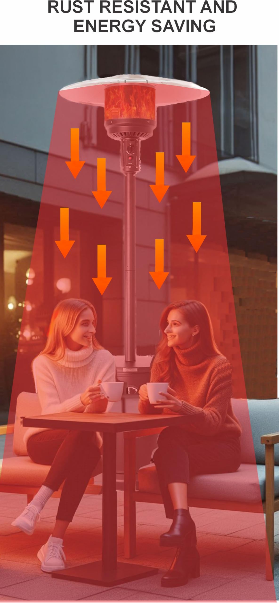 Fire Sense 61956 Patio Heater Premium Weatherproof Aluminum & Dust Proof Reflector Shield Extended Heat Range 32" Round Reflector