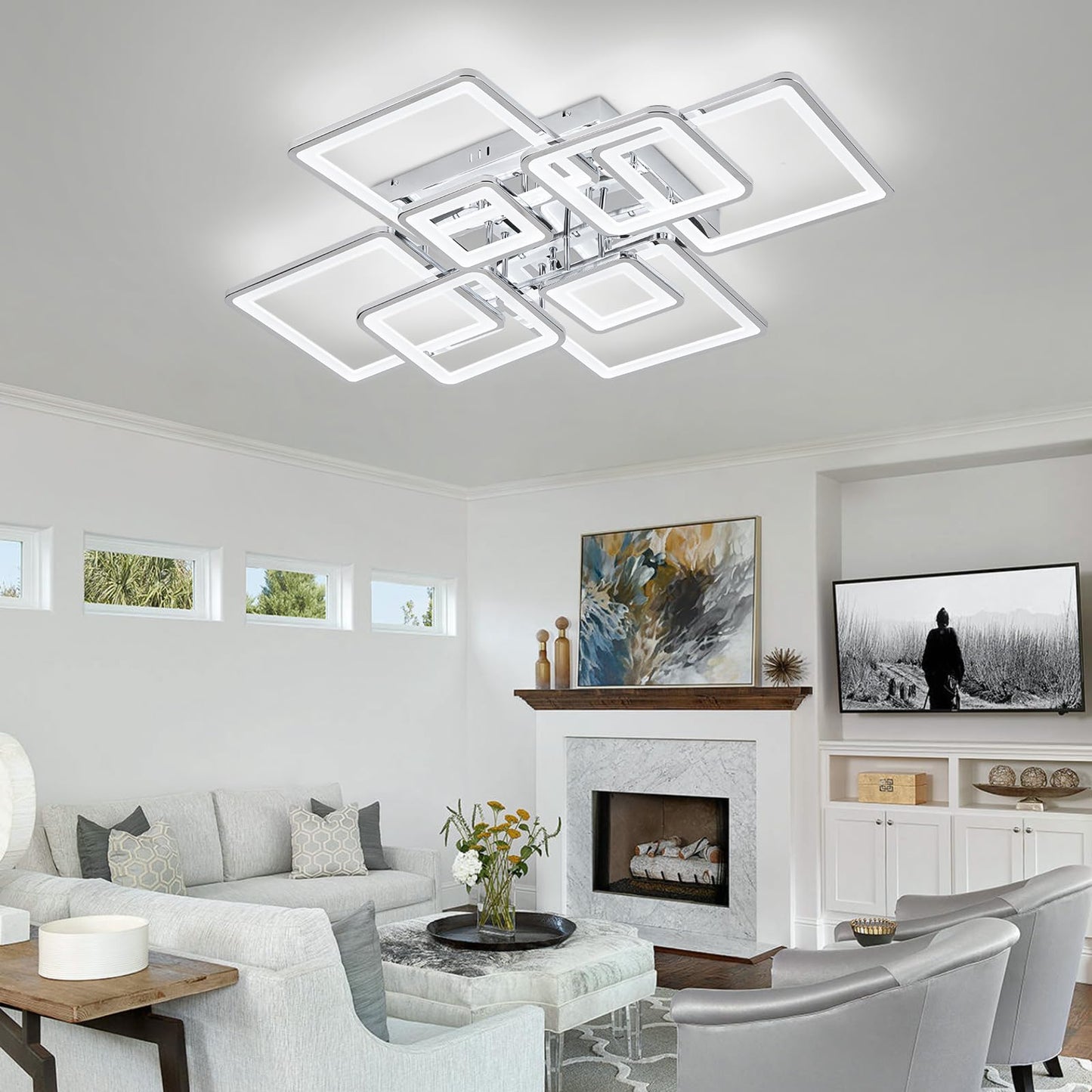 Vloitgol Modern Ceiling Light Fixtures Dimmable Flush Mount Modern Led Ceiling Light with Remote Control, Acrylic Ceiling Lighting Fixture for Living Room Dining Room Kitchen Ceiling Lamp