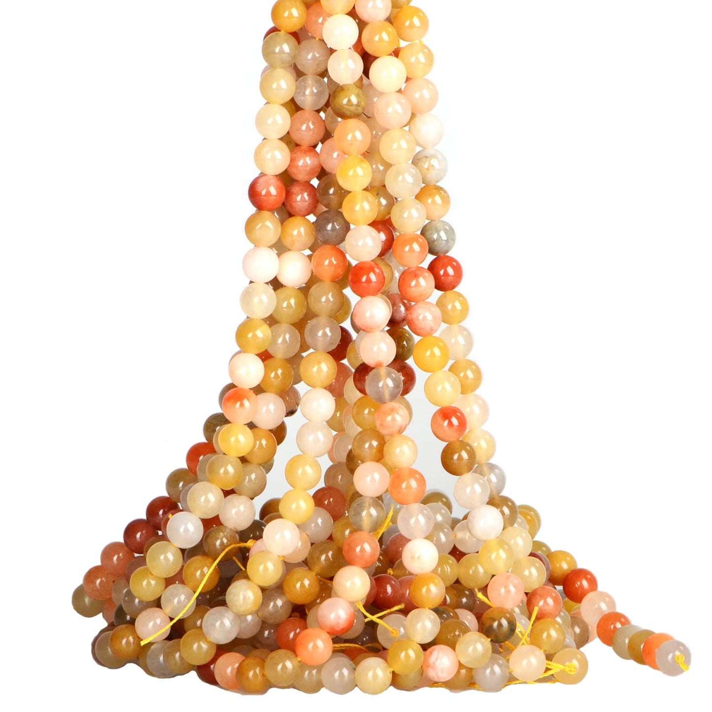ICAI (Golden Jade) Natural Stone Beads Gemstone Round Loose Beads Crystal Energy Stone Healing Power for Jewelry Making DIY,1 Strand 35-37pcs(10mm)
