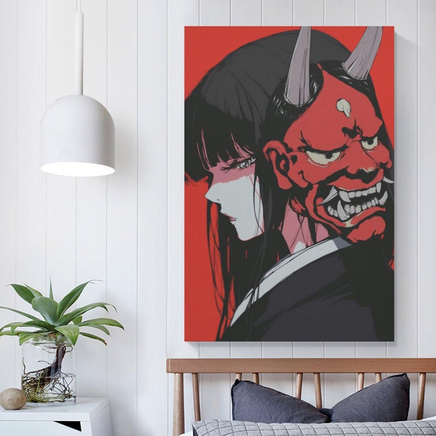 Japanese Female Samurai Anime Girl Poster Print Canvas Wall Art Pictures Home Decor for Living Room Hallway Bathroom Office Wall Decor 12x18inch(30x45cm)