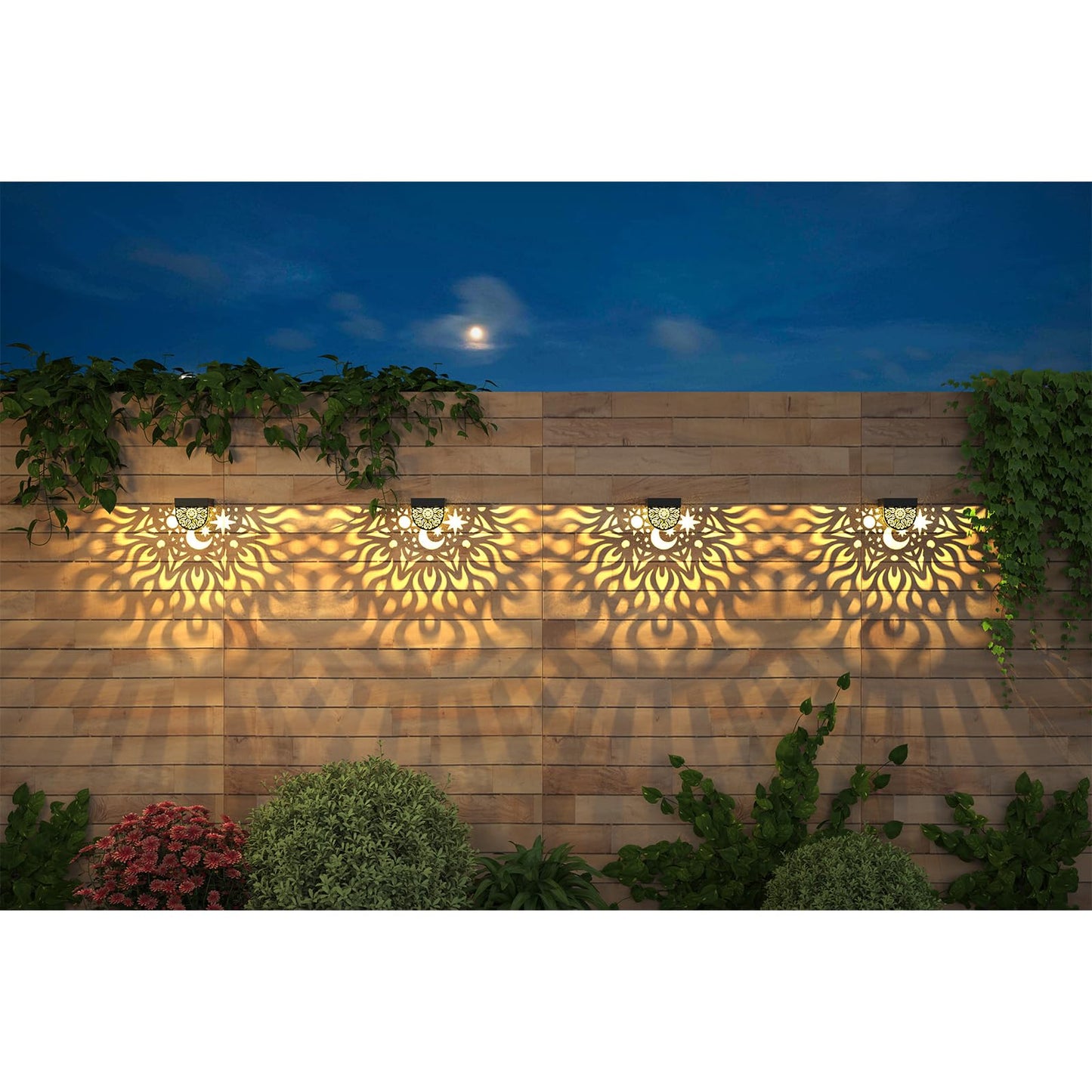 Gardsee Solar Fence Lights 6 Pack Solar Deck Lights Waterproof LED Solar Powered Step Light Wall Lights Outdoor Decorations Warm Yellow Light Decorative Lighting for Garden (Black)