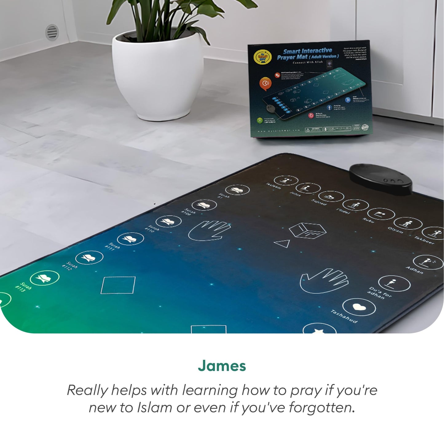 My Salah Mat for Adults - Smart Interactive Prayer Mat for Adults & Reverts Learning Surahs, Salah, Duas, & More - Muslim Prayer Rug with 25 Touch Keys, Padded Prayer Mat Layer, & Speaker for Ages 8+