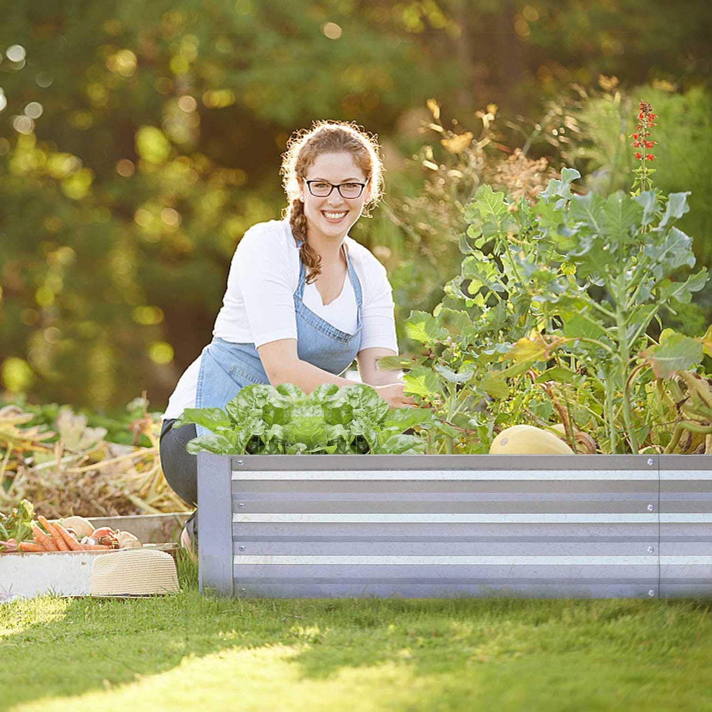 FOYUEE Galvanized Raised Garden Beds 2-Pack (6x3x1ft Each) – Popular Heavy-Duty Metal Planter Box with 4 Support Bars for Vegetables, Herbs, Flowers, Space-Saving Size for Small Yards & Patios