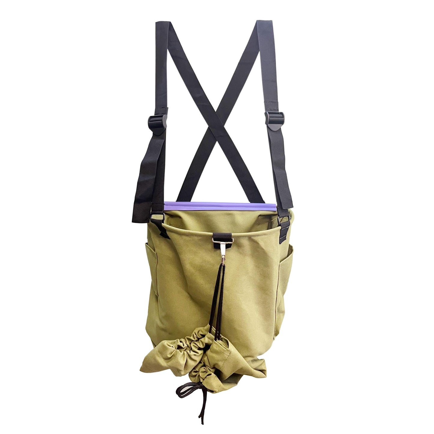 OldSerenWay Adjustable Fruit Picking Bag - Canvas Pouch Harvest Apron with 2 Side Pockets for Garden, Orchard, Farm Use (Brown)