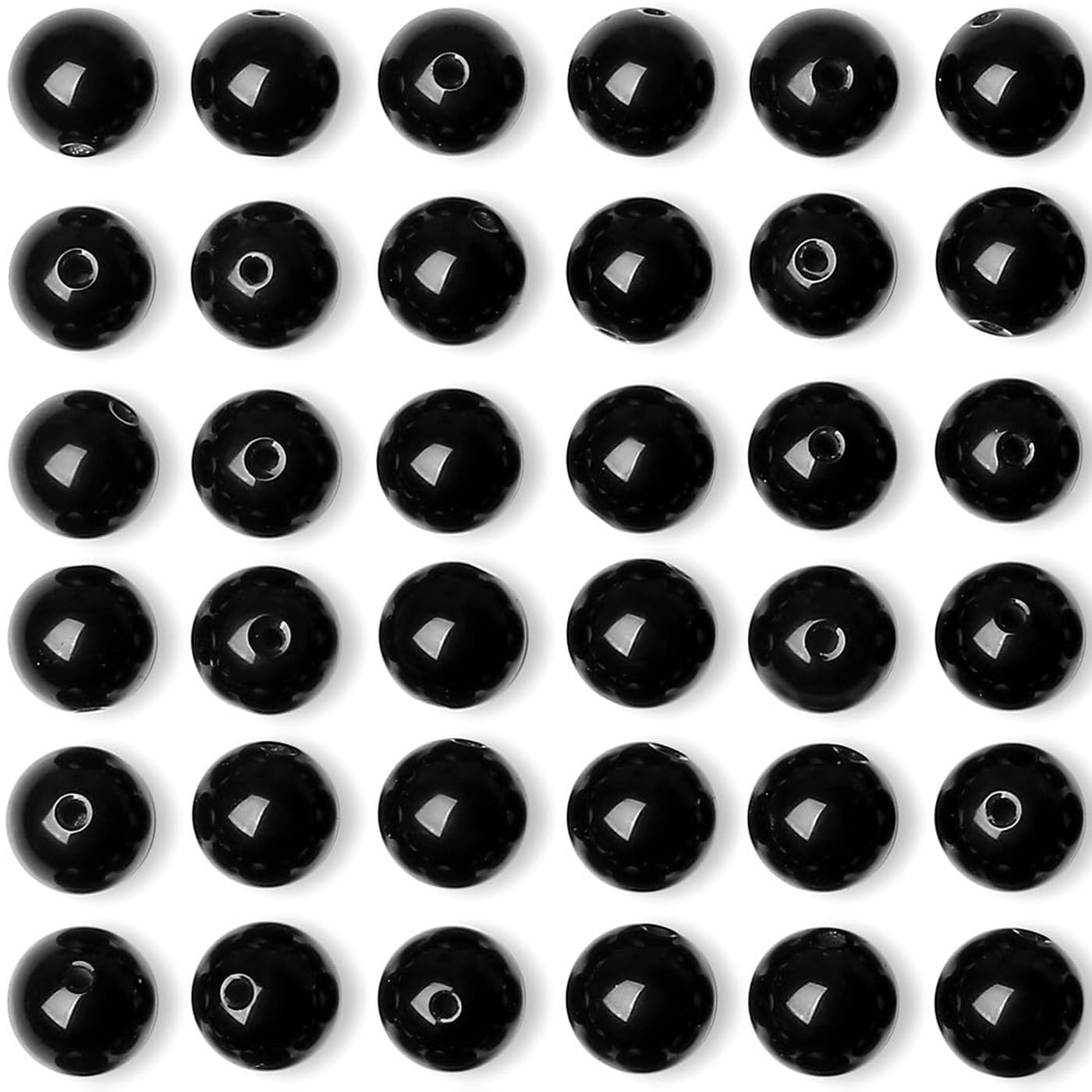 QINJIEJIE 100PCS Black Obsidian Beads 8mm Black Beads Natural Stones Bead Round Loose Gemstones Crystals Bead for DIY Bracelet Beading Jewelry Making Necklace Earrings 0.32" Crystal Stone