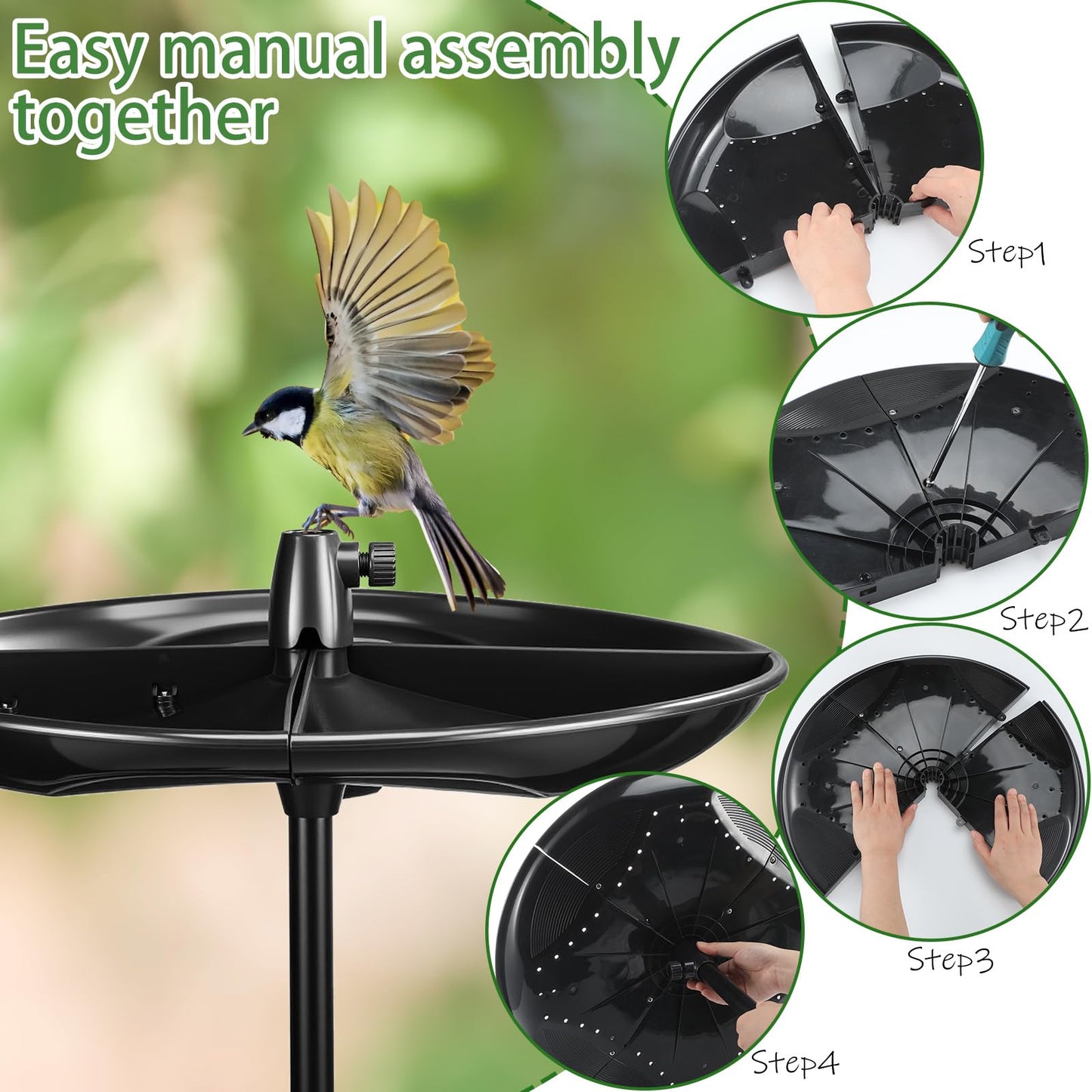 Geelin 21'' Plastic Bird Seed Catcher Tray for 1'' Outdoor Pole Feeders, Removable Bird Seed Catcher Tray for Hummingbird Bee Feeders Outdoors, Backyard, Garden, Not Included Pole