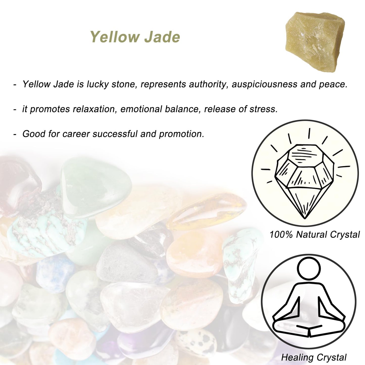 Yellow Jade Raw Crystals, Large 1.25-2.0" Healing Crystals Natural Rough Stones Crystal for Tumbling, Cabbing, Fountain Rocks, Decoration, Polishing, Wire Wrapping, Wicca & Reiki