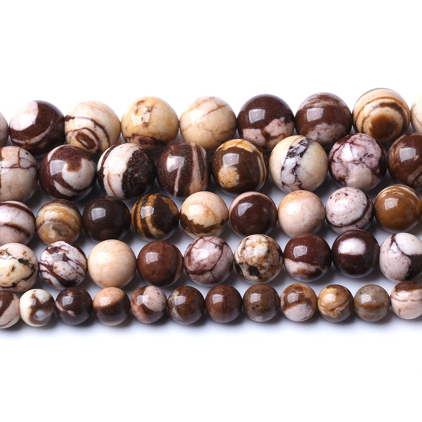 4mm 90pcs Natural Stone Beads Australia Zebra Gemstone Round Loose Beads for Jewelry Making DIY Bracelet Crystal Energy Healing Power Stone (4mm, Australian Zebra Jasper)