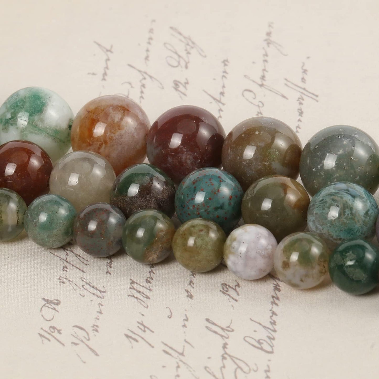 About 60pcs 6mm Natural Stone Beads Indian Agate Beads Crystal Gemstone for Jewelry Making, DIY Bracelet Necklace