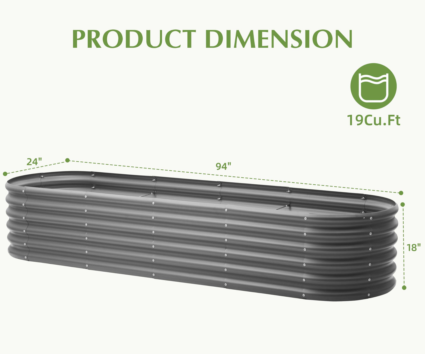 DDK Galvanized Raised Garden Bed, Outdoor Planter Bed, 8x2x1.5ft Metal Planter Box for Gardening and Planting,GD