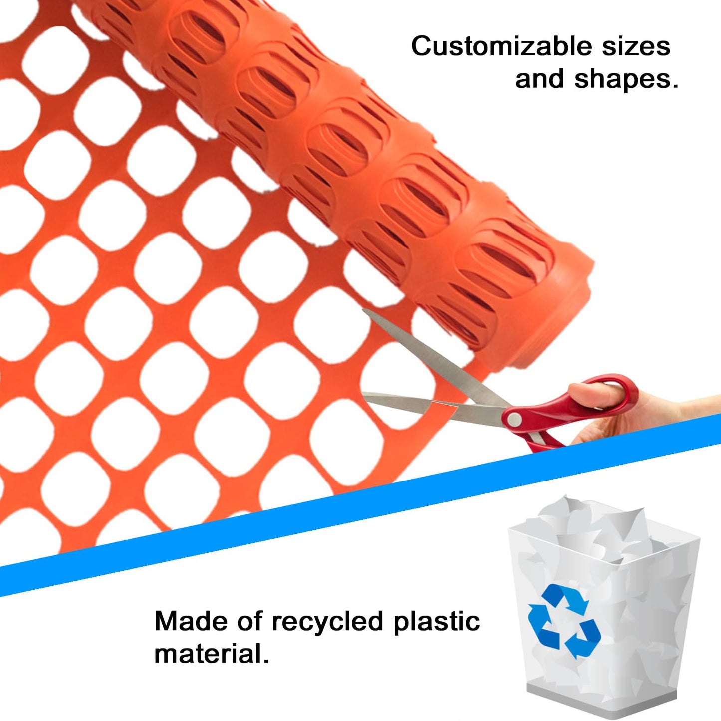 Temporary Fencing, Plastic Mesh 3.3'x164' Roll with 100pcs Ties, Reusable Garden Fencing for Dog, Deer Fences, Construction, Animal Barrier, Poultry, Snow Fence, Orange