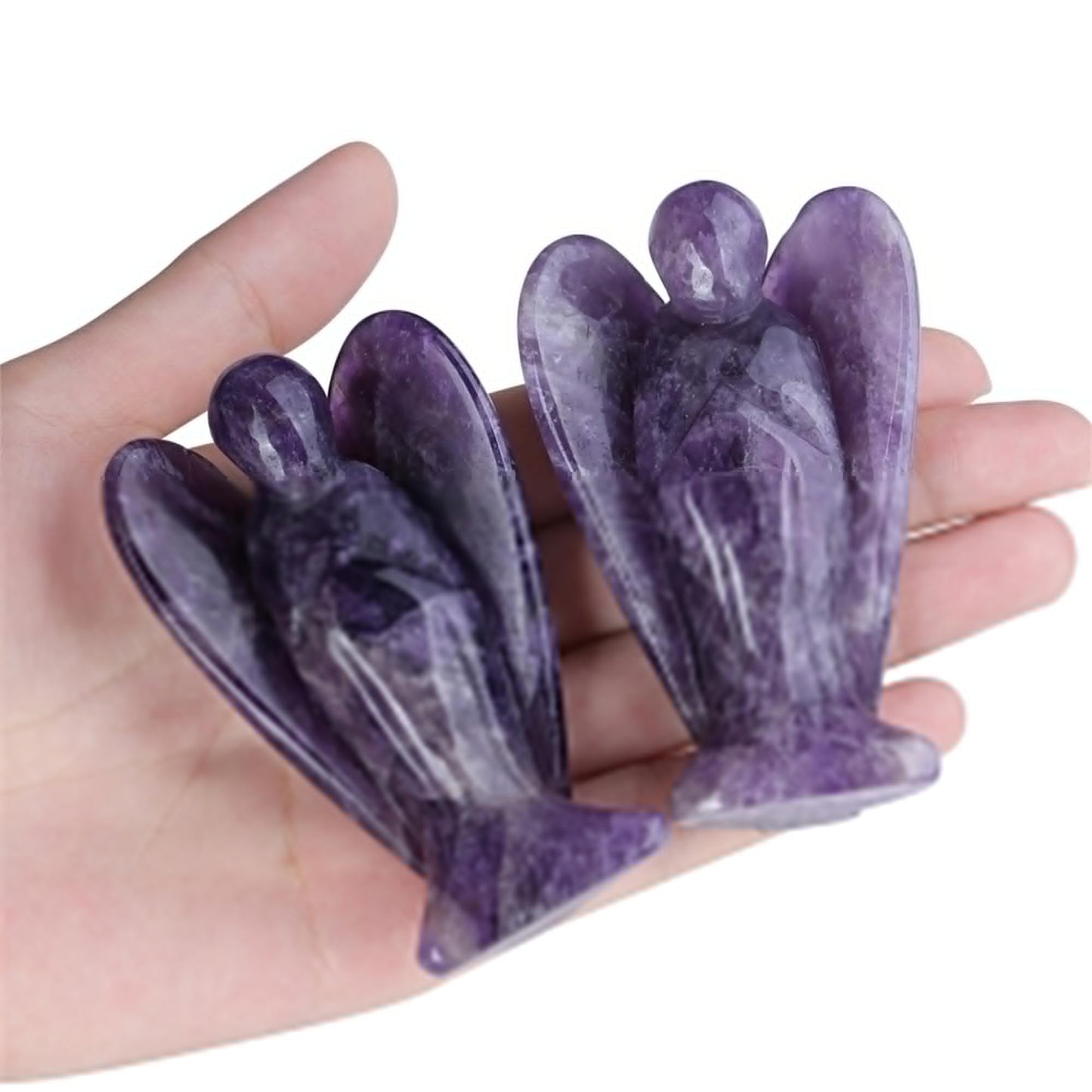YATOJUZI 3" Amethyst Angel Decor Big Hand-Carved Angels Guardian Sculpture Statue Figurines Natural Crystal Stones and Healing Crystals Purple Home Room Office Desk Decoration Wisdom Gifts for Women