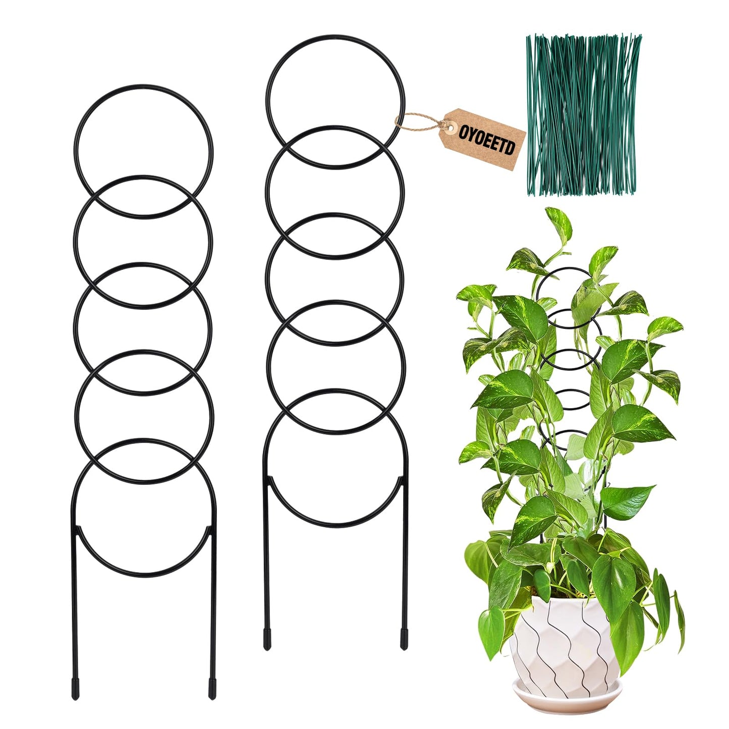17.5 Inch Plant Trellis Indoor for Climbing Plants,Metal Trellis,Small Garden Trellis for Potted Plants,Plant Stakes for Indoor Plants Accessories Hoya,Flower,Plant Support,Plant Gifts(Circular-Metal)