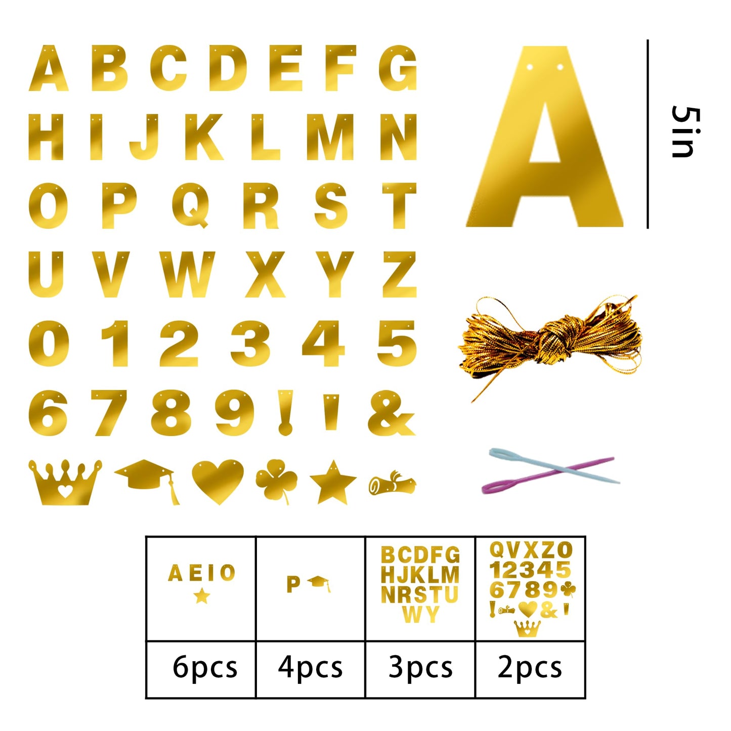 131 PCS Custom Banner DIY Letter Banners Personalized Banner for Birthday Congratulations Wedding Party Banners Golden 5-inch