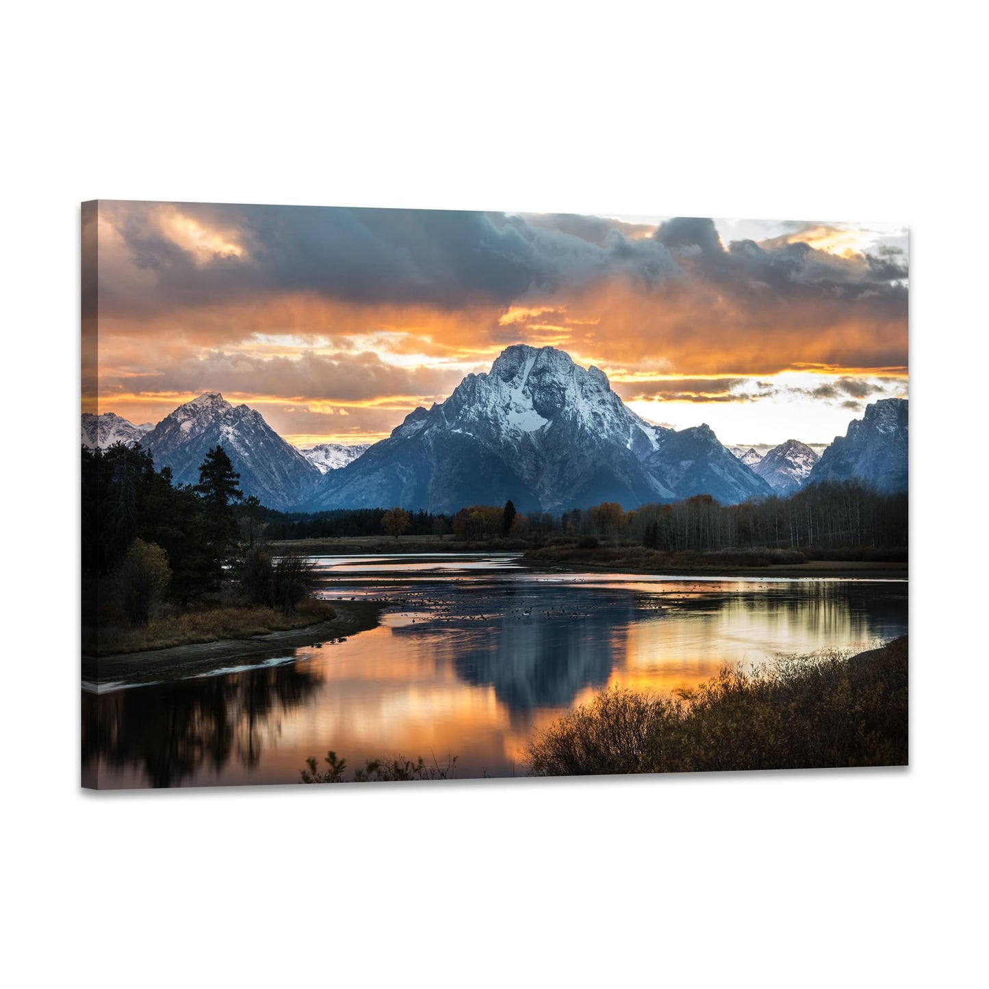 SKASNFAI Grand Teton National Park Canvas Wall Art Mountain Landscape Print Picture Framed Nature Wall Decor for Living Room Office (16L x 24W)