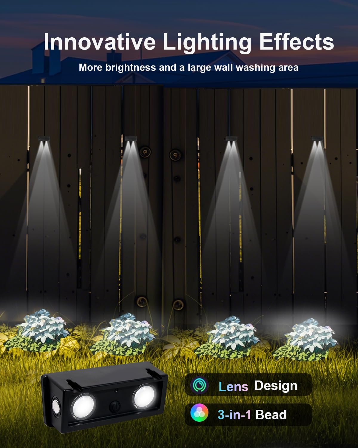 Solar Fence Lights Outdoor Waterproof LED Spot Lens for Step, Wall, Deck, Patio, Yard, Rail, Garage, Pool, Stair, Walkway, Garden Landscaping Enhanced Security Easy Install Cool White 16 pack
