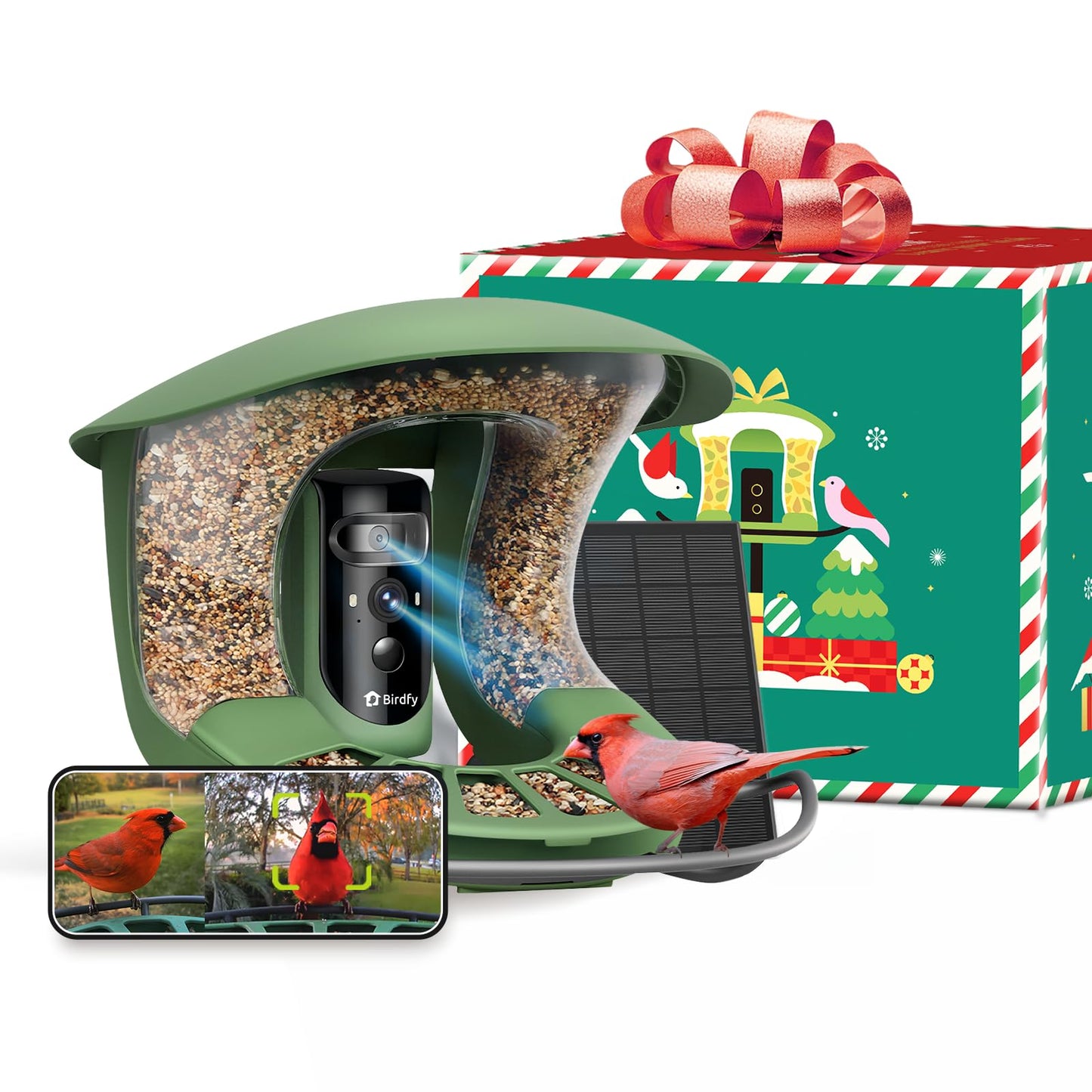 Birdfy 2 Smart Bird Feeder with Camera, AI Identifies 6000+ Bird Species, Dual-Lens 2K+1080P Camera for Live Streaming & Close-Up Photos, Solar-Powered Backyard Birdwatching Gift for Christmas