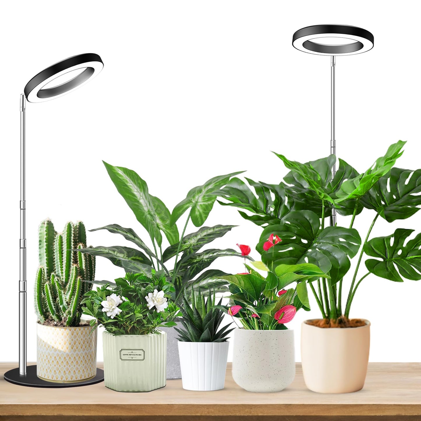 Aokrean Grow Lights for Indoor Plants Full Spectrum, 80 LEDs Plant Light for Indoor Plants, Height Adjustable 6.3in Desktop Growing Lamp with Auto Timer 6/12/16Hrs, 3 Optional Spectrums,5 Brightness