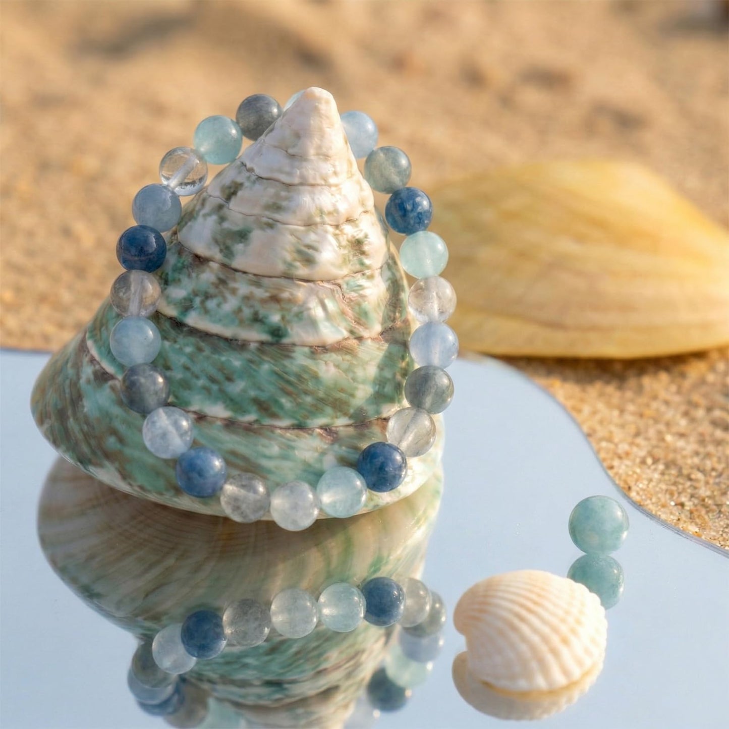 Kryllite Crystal Bracelets, Bracelet for Women, Nature Aquamarine Crystal Stretch Elastic Bracelet, Nature Gemstone-8mm, Healing Stone Bracelets, Blue Jewelry Gifts for Women, Holiday