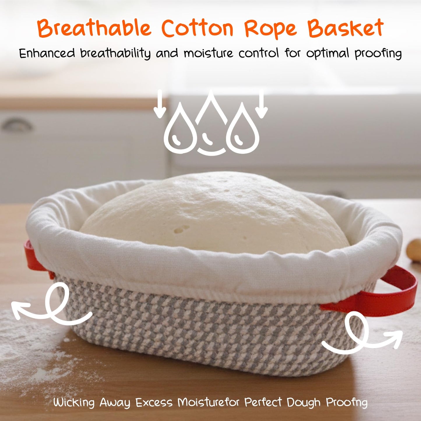 Sourdough Bread Baking Supplies, Cotton Rope Sourdough Starter Kit with 9'' Round & 10'' Oval Banneton Basket with Non-Stick Dutch Oven Liner & Covers, Sourdough Gift for Bakers Women Wife Mom(39pcs)