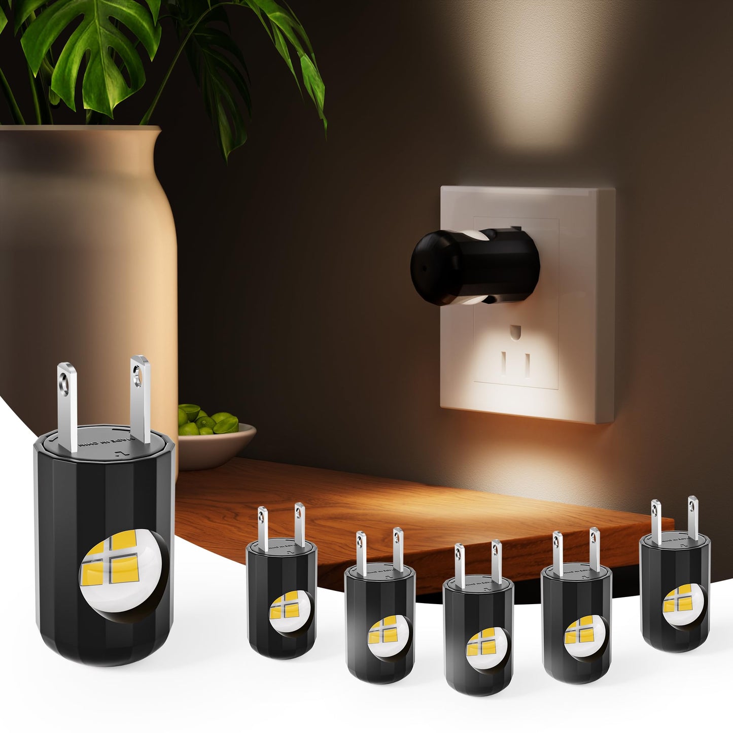 TSEXES 6 Pack LED Night Lights with Dusk to Dawn Sensor, 3000K Soft White, Plug in Wall Night Lights for Kids, Kitchen, Hallway, Bathroom, Bedroom,Non-Dimmable