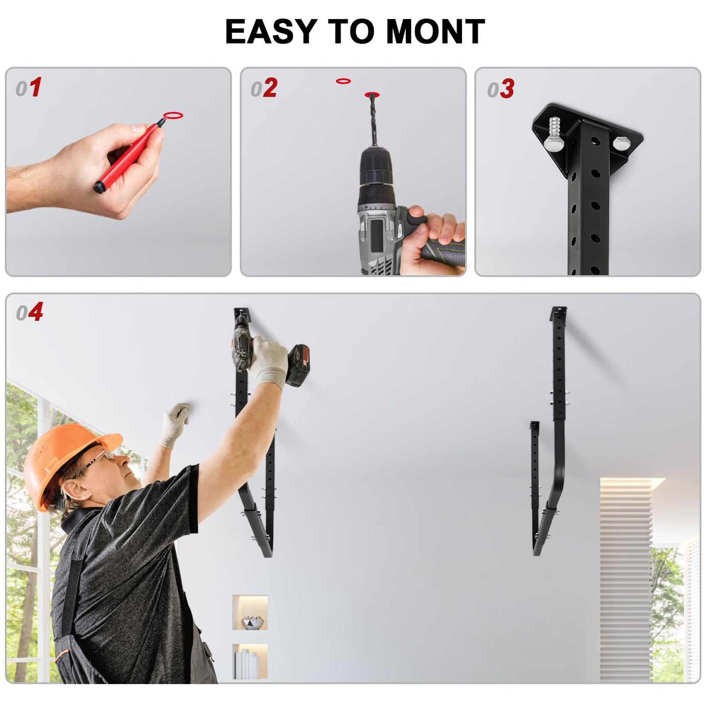 Colinktool Adjustable Ceiling Storage Racks, Overhead Storage Bracket, Heavy-Duty Shelves, 33 in. x 34 in, 200lbs Weight Capacity for Garage