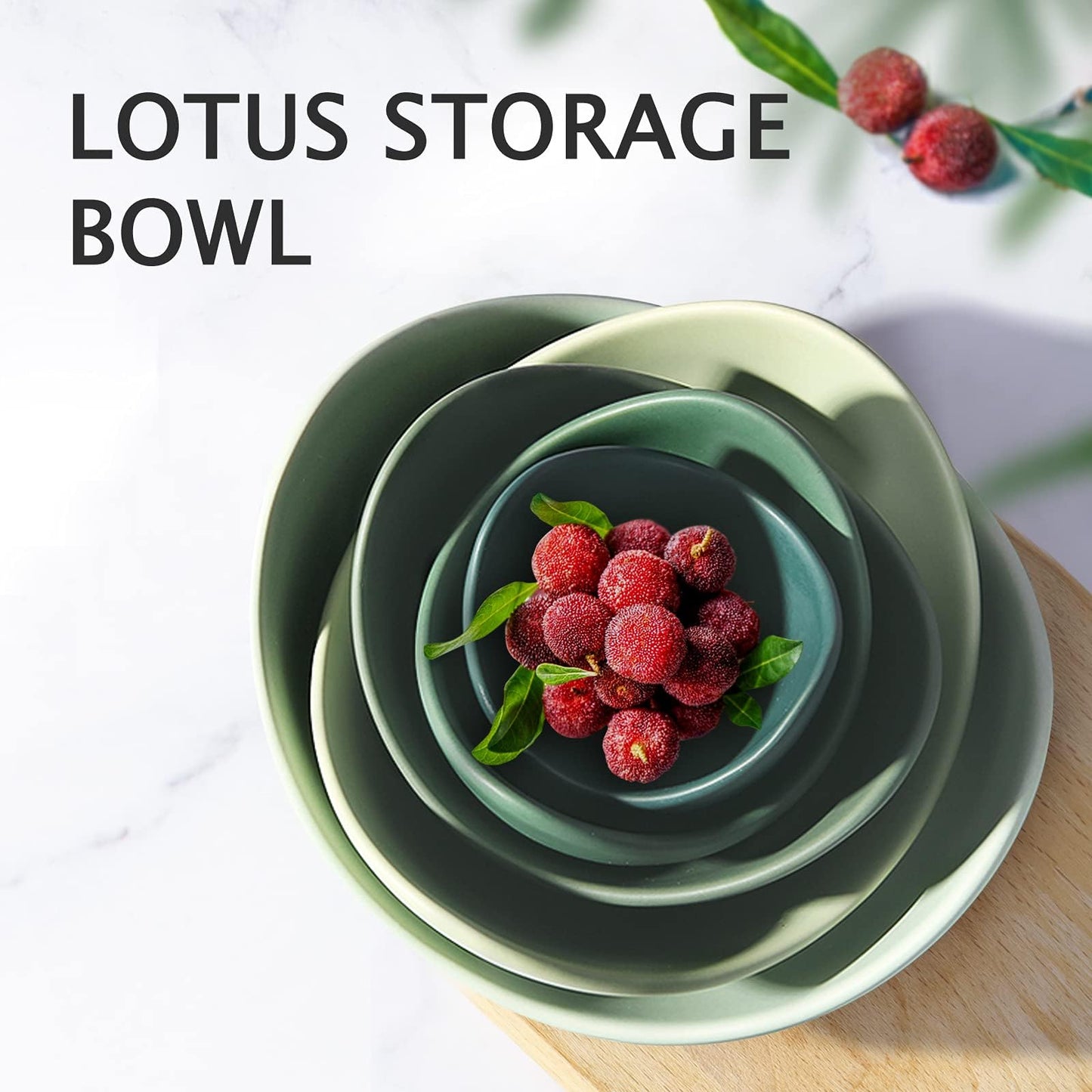 Notakia Salad Decorative Bowls Lotus Shaped Pasta Bowls Dishwasher Safe, Unique Angled Ceramic Bowls for Salad, Pasta, Soup, Rice, Prep, Ideal for Restaurant (Green)