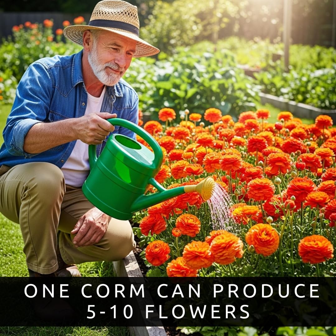 Ranunculus Flower Bulbs for Growing - Perennial Flowers with Extended Bloom Times - Ranunculus Corms for Planting (10 Orange Corms)