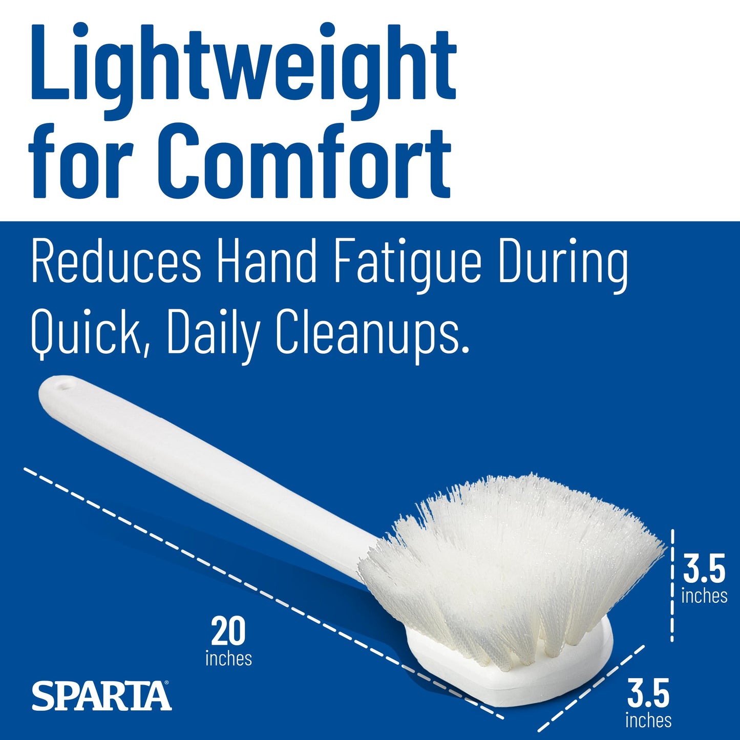 CFS 36620L00 Flo-Pac Plastic Handle Utility Scrub Brush, Nylon Bristles, 20" Length, 2" Bristle Trim, White, 1 Count