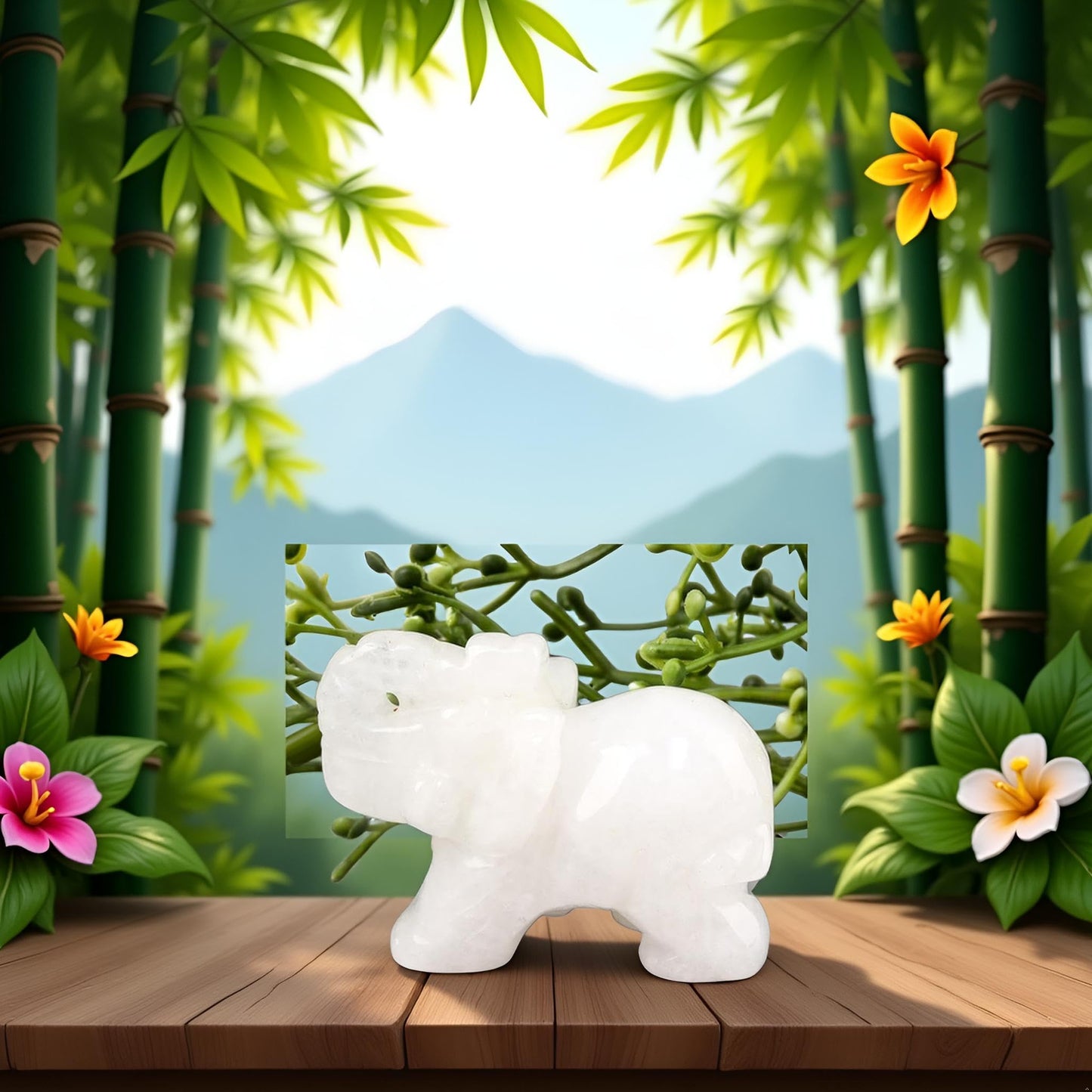 SquarezhenBo Elephant Ornament, Elephant Statue, Jade Stone Handcraft Natural Green Jade Stone Elephant Statue Decor Toys in Hand Home Décor Accents Sculptures (White)