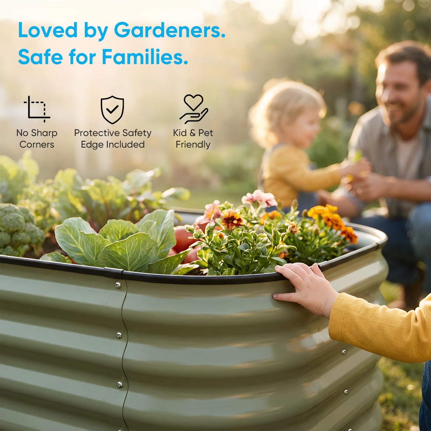 TABU Galvanized Raised Garden Bed Outdoor, 8x4x1.5 Ft Metal Planter Box with Anti-Cutting Edge, Rust-Resistant Garden Bed Kit for Outdoor Gardening, for Vegetables, Flowers, Herbs, Green