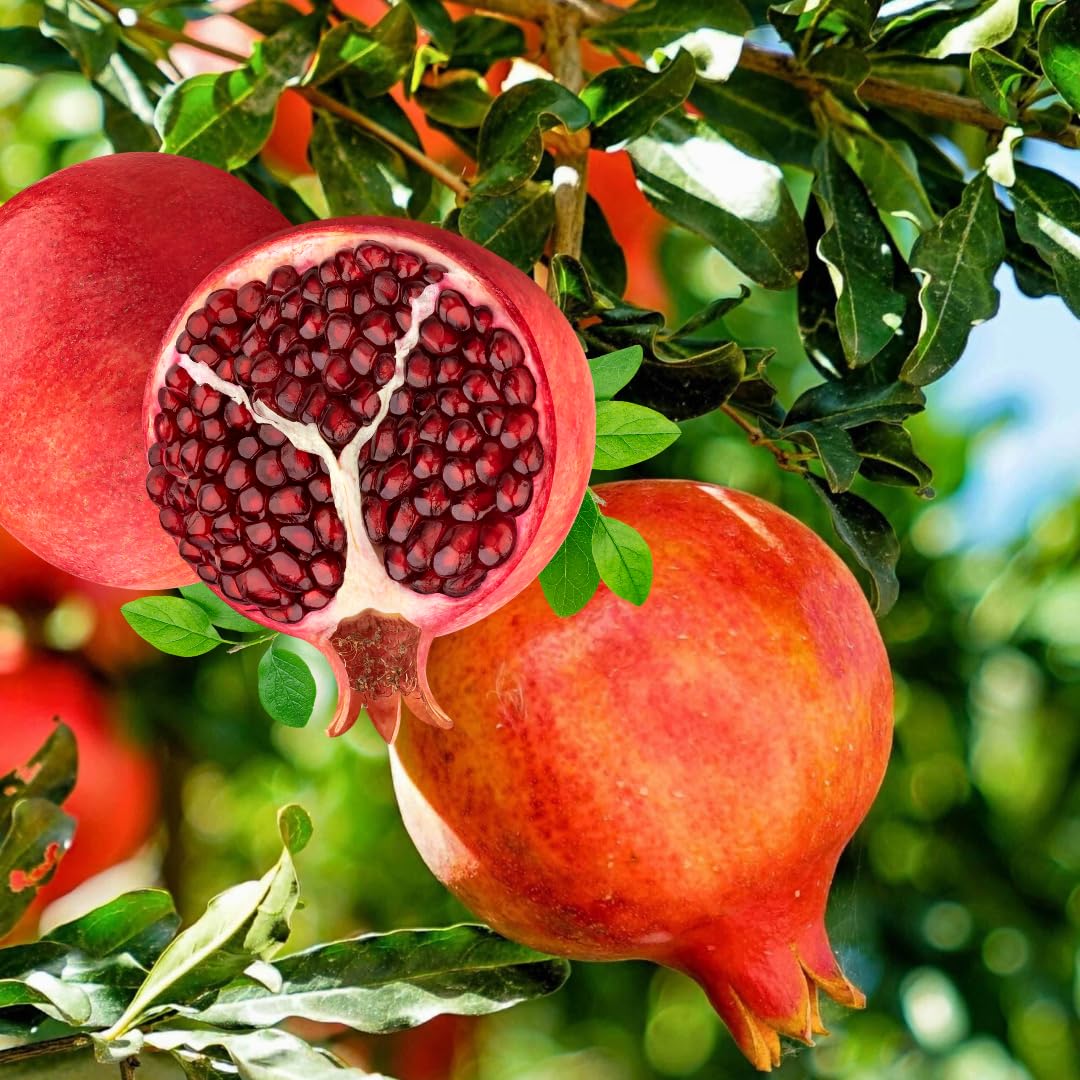 Pomegranate Tree Live Plant, Starter Size 1 Year Old Seedling in 4" Pot, Sweet Pomegranate for Indoor Outdoor Spring Planting