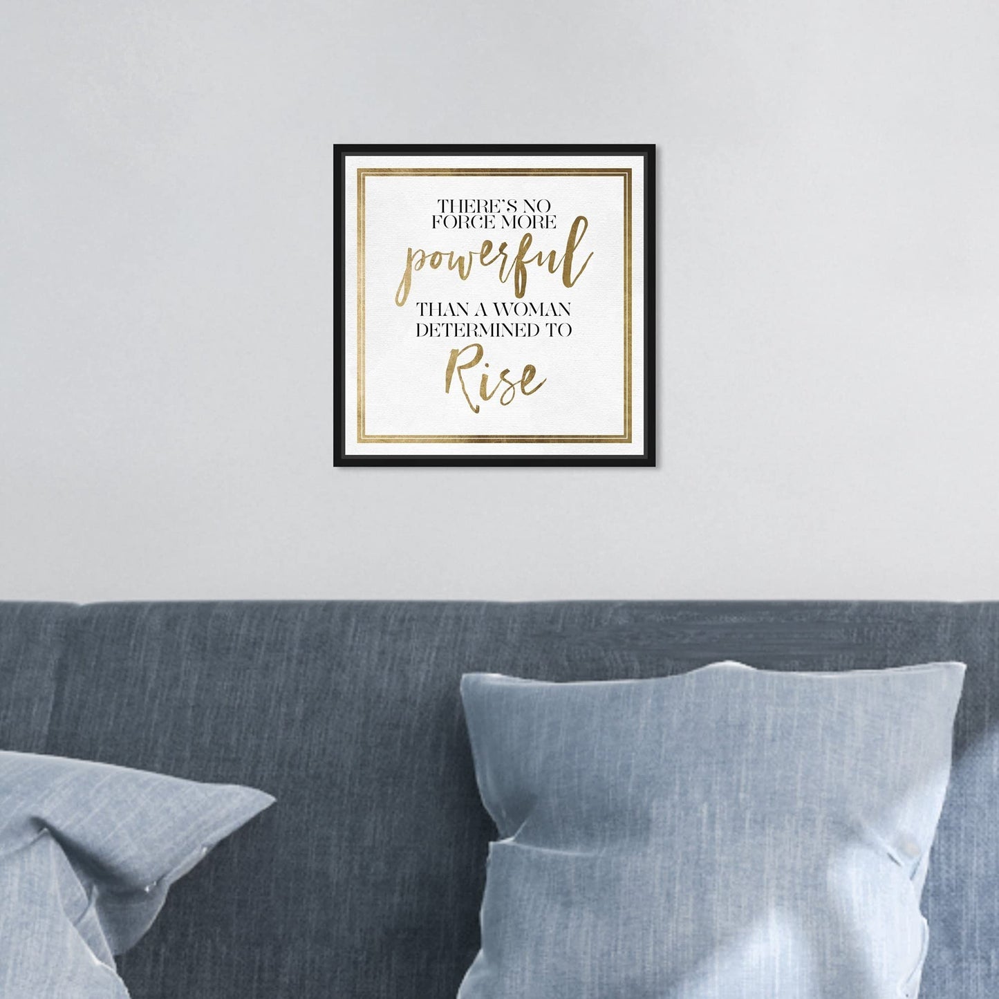 The Oliver Gal Artist Co. Typography Wall Art Canvas Prints Empowered Women Quotes and Sayings Woman Rise Home Décor, 12" x 12", Black Floating Frame