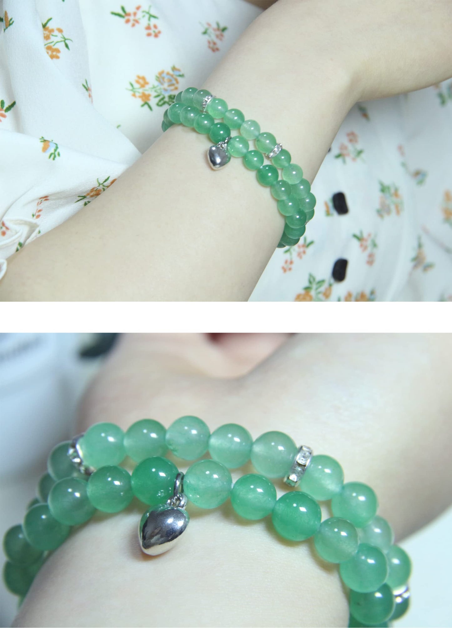 GDLKPYHS Healing Bracelets for Women - Green Aventurine Bracelet - Healing Prayers Crystal Bracelet, 8mm Natural Stone Stress Relief Yoga Beads Get Well Soon Gifts