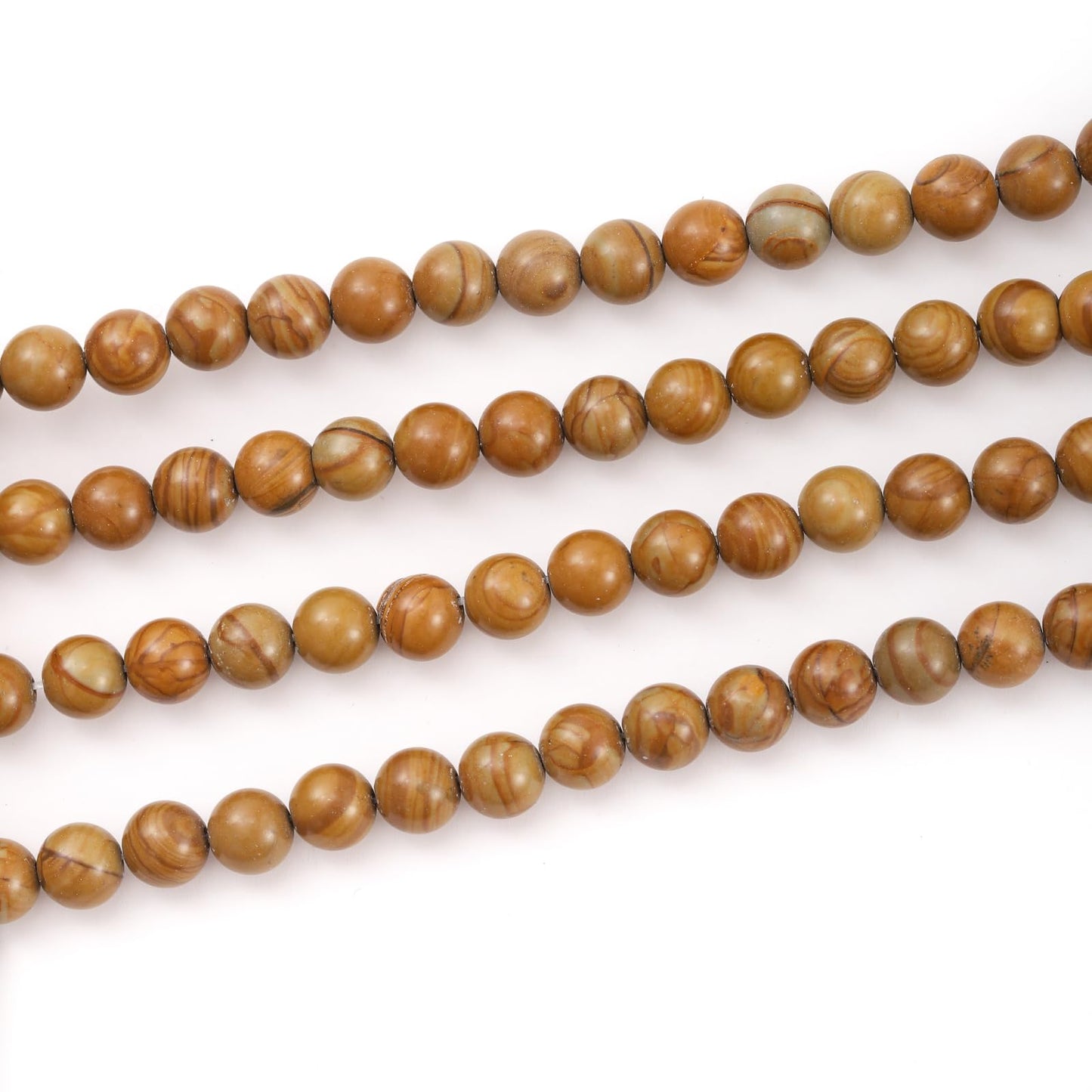 8mm 45pcs DIY Natural Woodgrain Jasper Stone Beads Round Healing Crystal Gemstone Loose Beads for Jewelry Making Handmade Bracelet Necklace