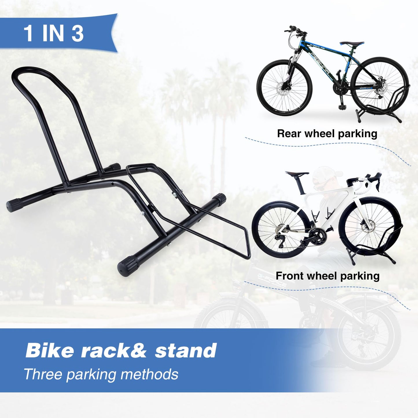 MAKELEN 2 Packs Bike Floor Stand for Mountain MTB & Road Bicycles 23c-4.0 inch Wide Tire 20-29 inch Tire Indoor Outdoor Bike Rack Bicycle Floor Stand Black